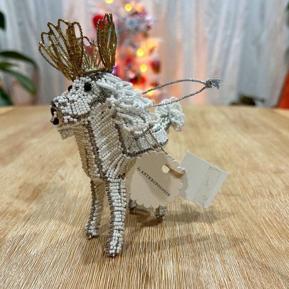 NWT Anthropologie Royal Regal Poodle Beaded Christmas Ornament - Picture 1 of 6